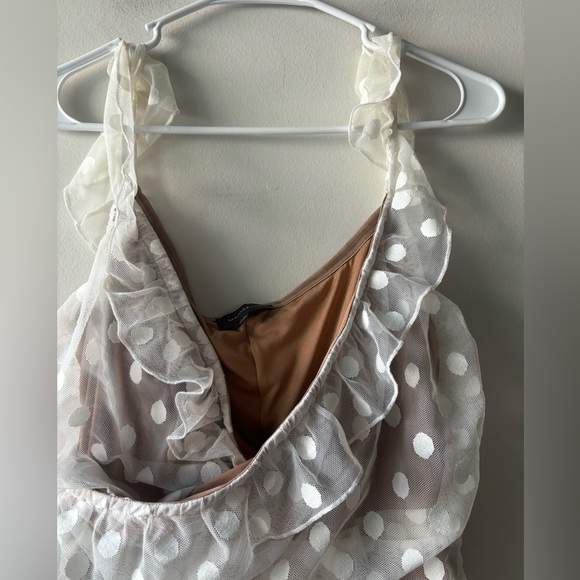 Revolve Majorelle polka dotted mini dress color white and cream size XL - Picture 3 of 7